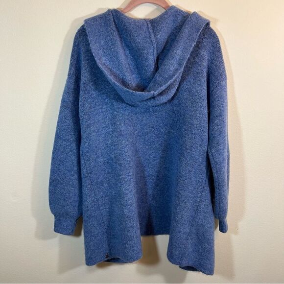 Beryll Cashmere Cardigan Womens One Size Vivian Denim Blue Hooded Longline OS - Picture 12 of 15